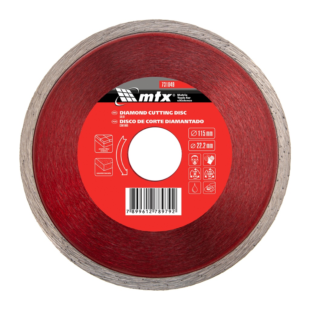 Continious diamond saw blade 115 х 22,2 mm, wet cutting// MTX 731849