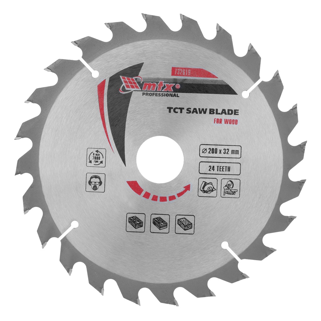 T,C,T, Saw blade for wood cutting, 200 х 32 mm, 24T, + ring 32/30// MTX 732619