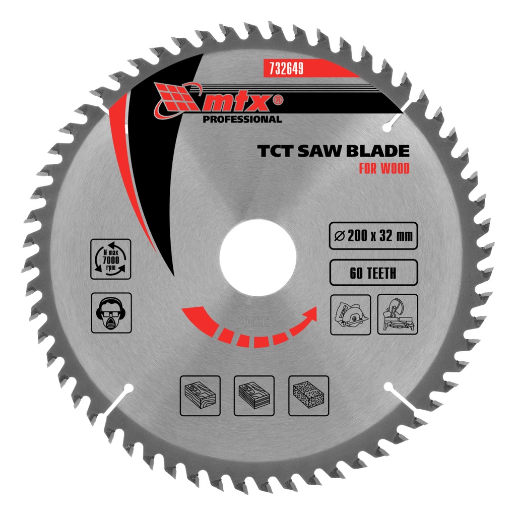 T,C,T, Saw blade for wood cutting, 200 х 32 mm, 60T, + ring 32/30/