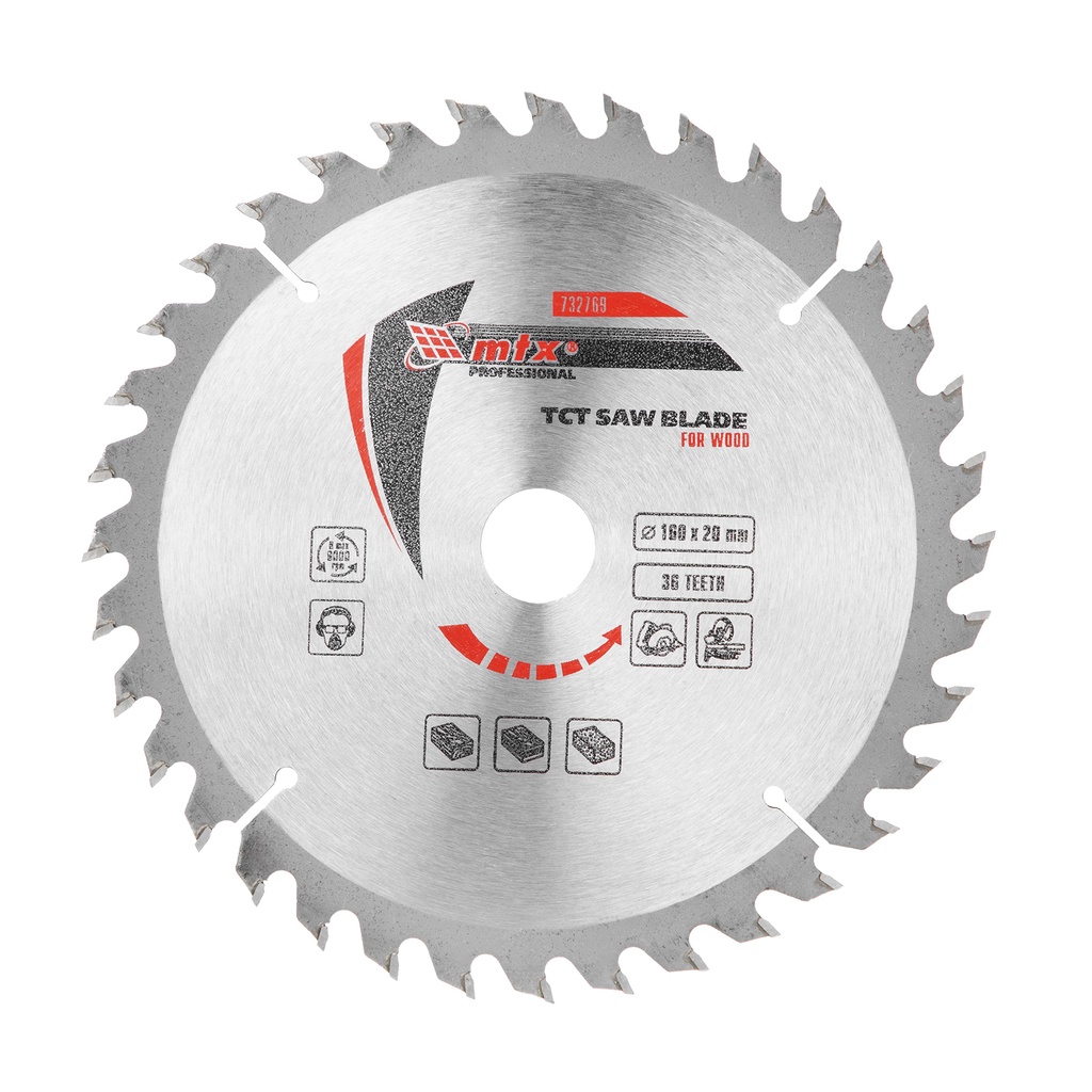 T,C,T, Saw blade for wood cutting, 160 х 20 mm, 36T + ring 20/16/