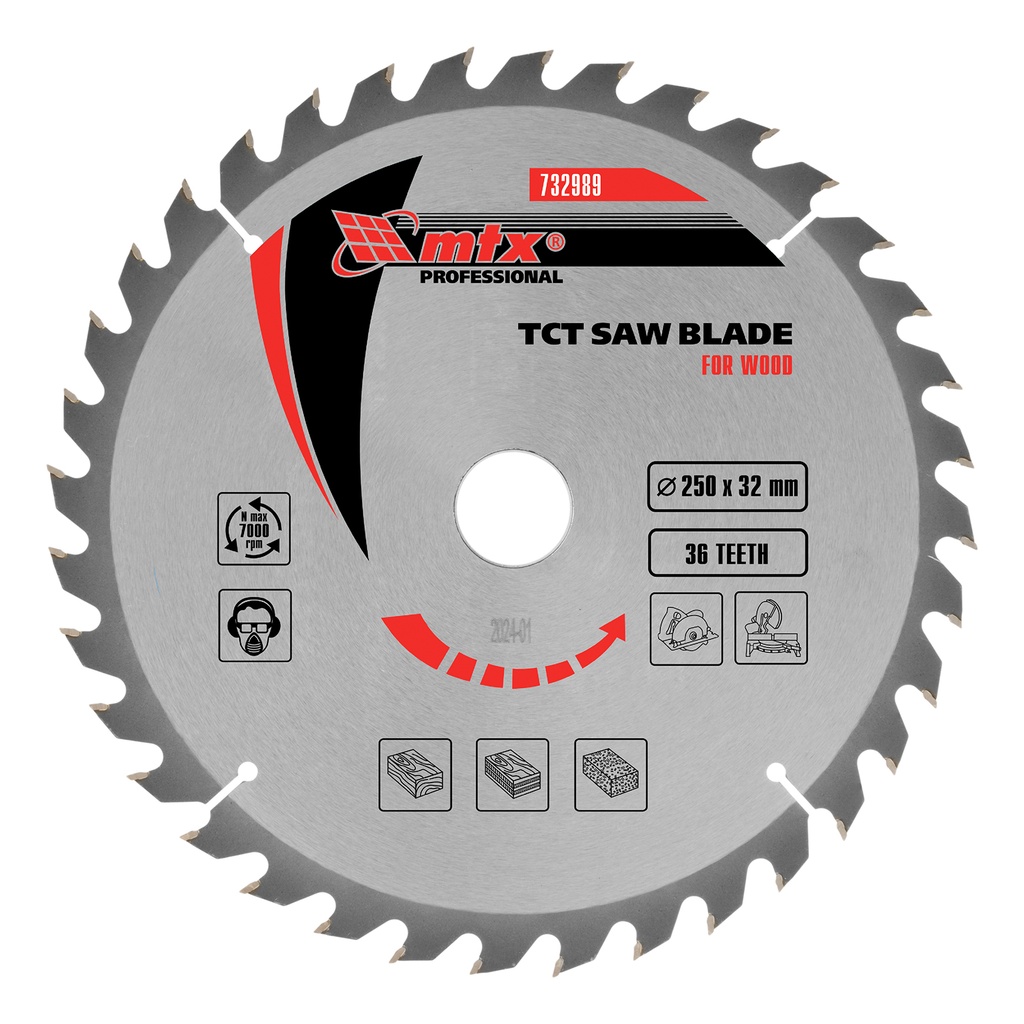 T,C,T, Saw blade for wood cutting, 250 х 32 mm, 36T + ring 32/30// MTX 732989