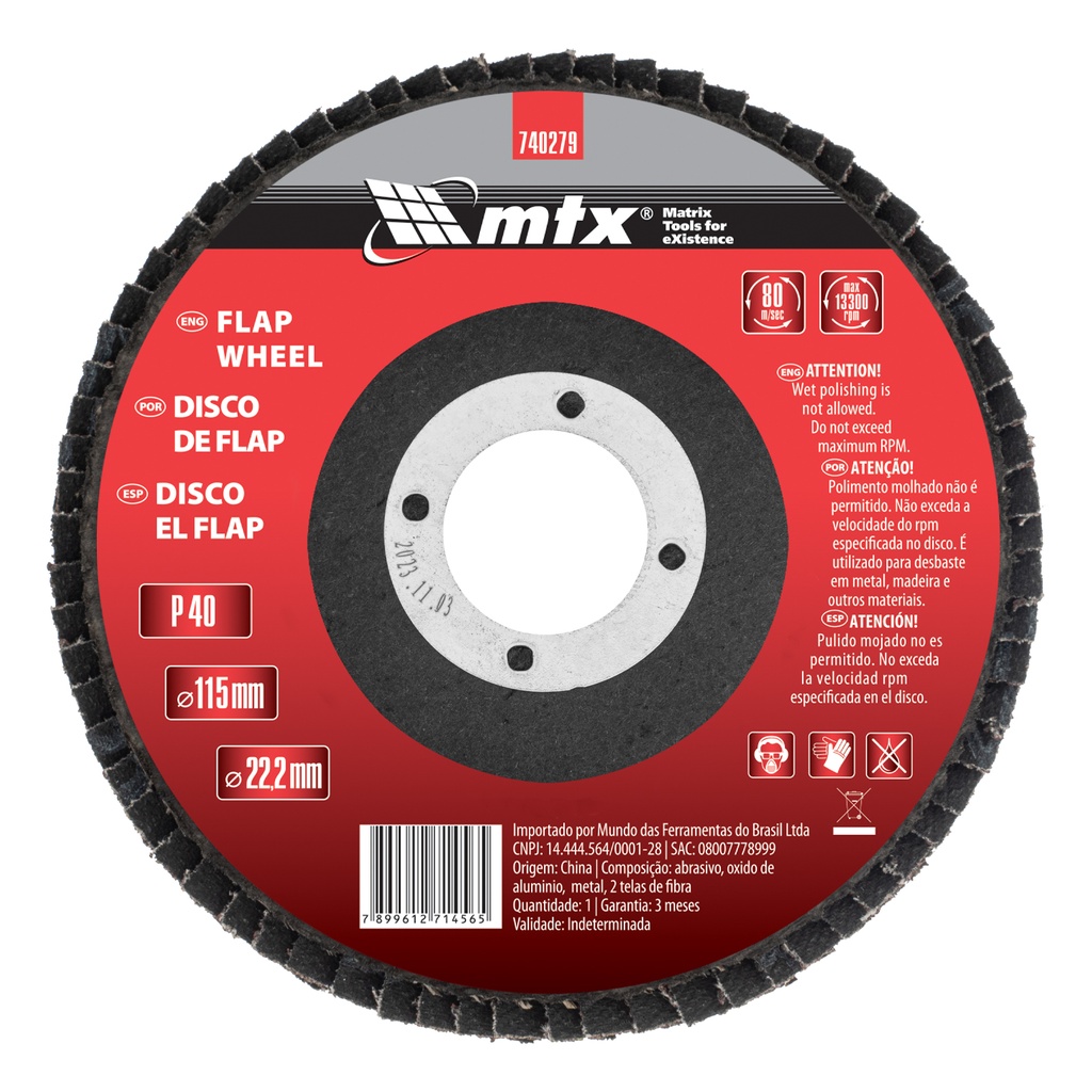 Flap disc, P 40, 115 х 22,2 mm// MTX 740279