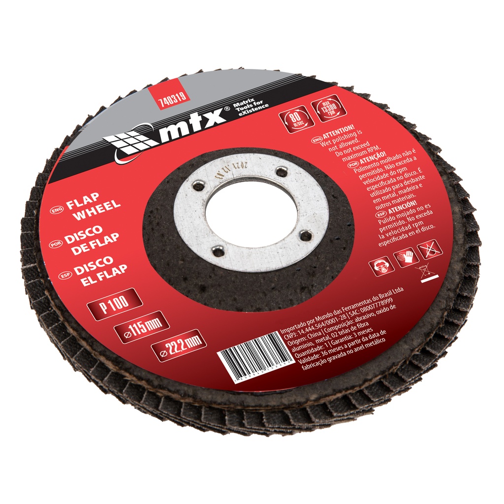 Flap disc, P 100, 115 х 22,2 mm// MTX 740319
