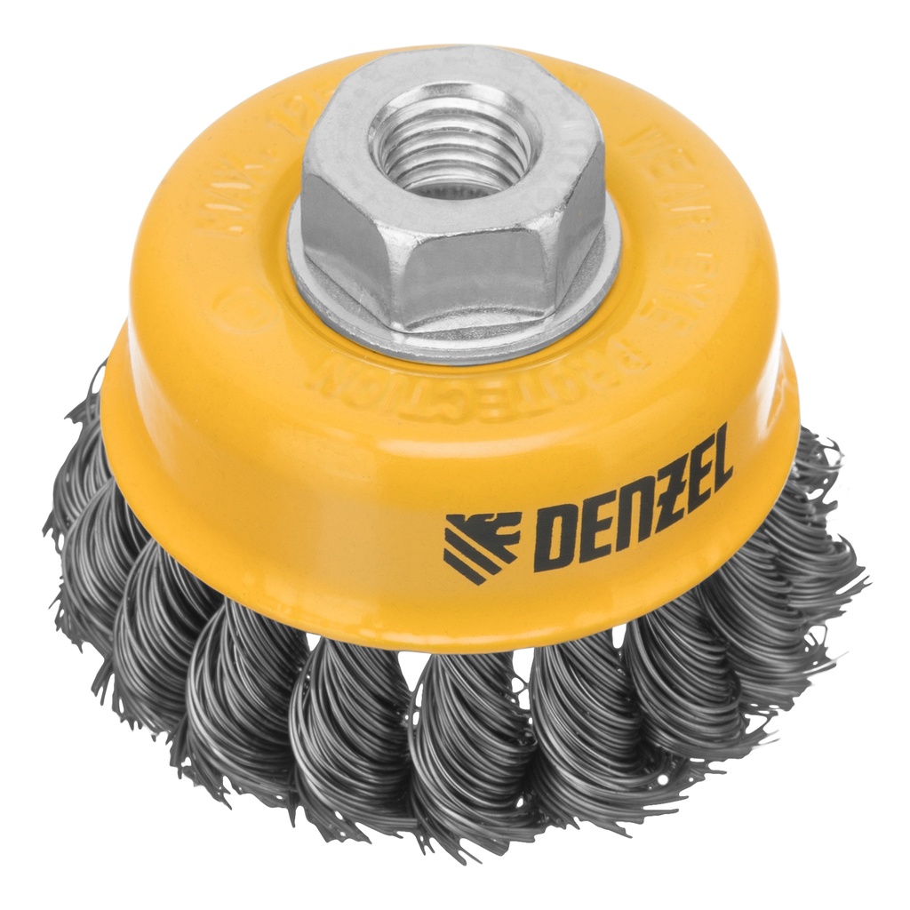 Brush for angle grinder, 75 mm, Cup, M14, twisted stainless wire 0,5 mm// Denzel 746243