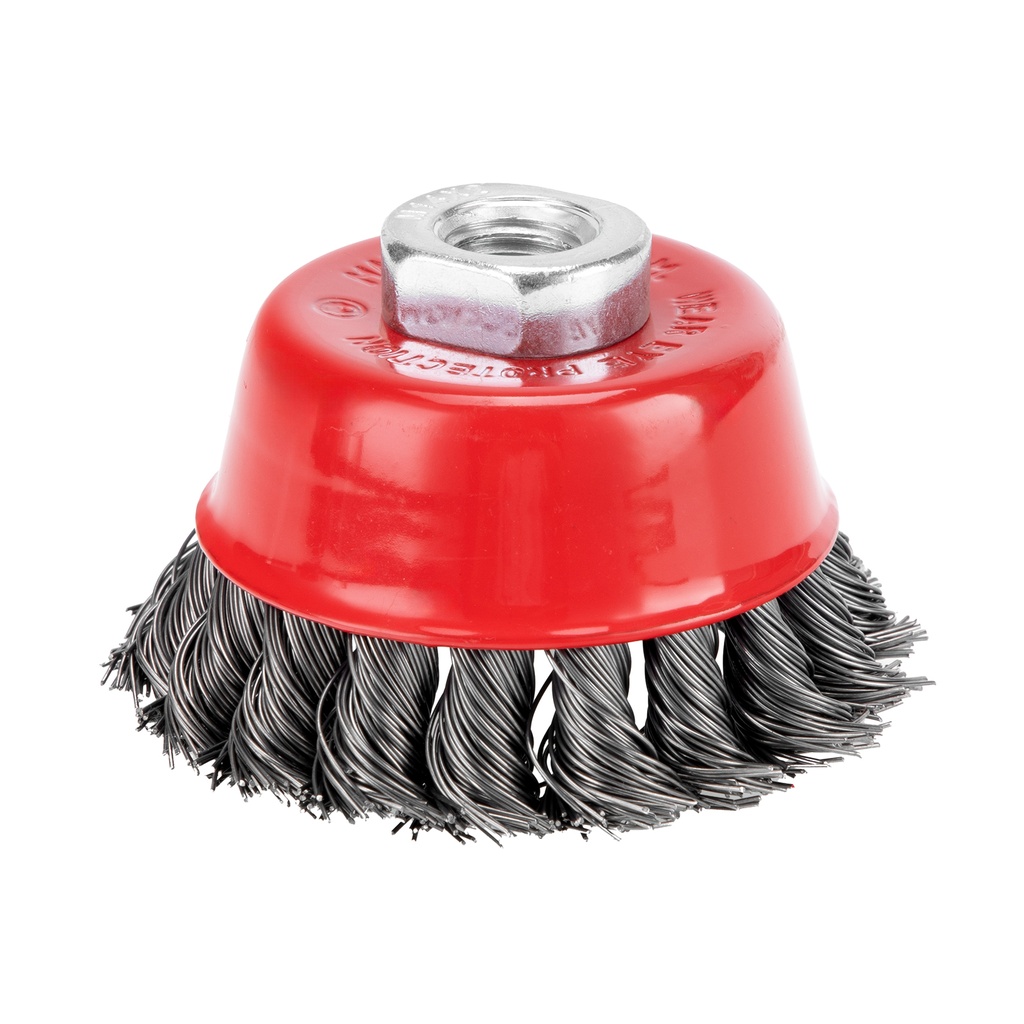 Twisted сup grinder brush, 75 mm, М14, tempered steel wire/