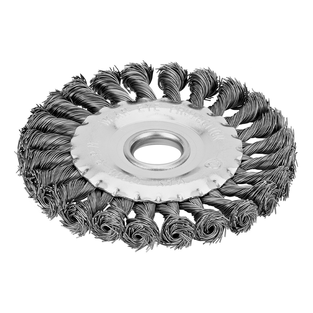 Twisted wheel grinder brush, 125 mm, arbor hole 22,2 mm, tempered steel wire// MTX 746329