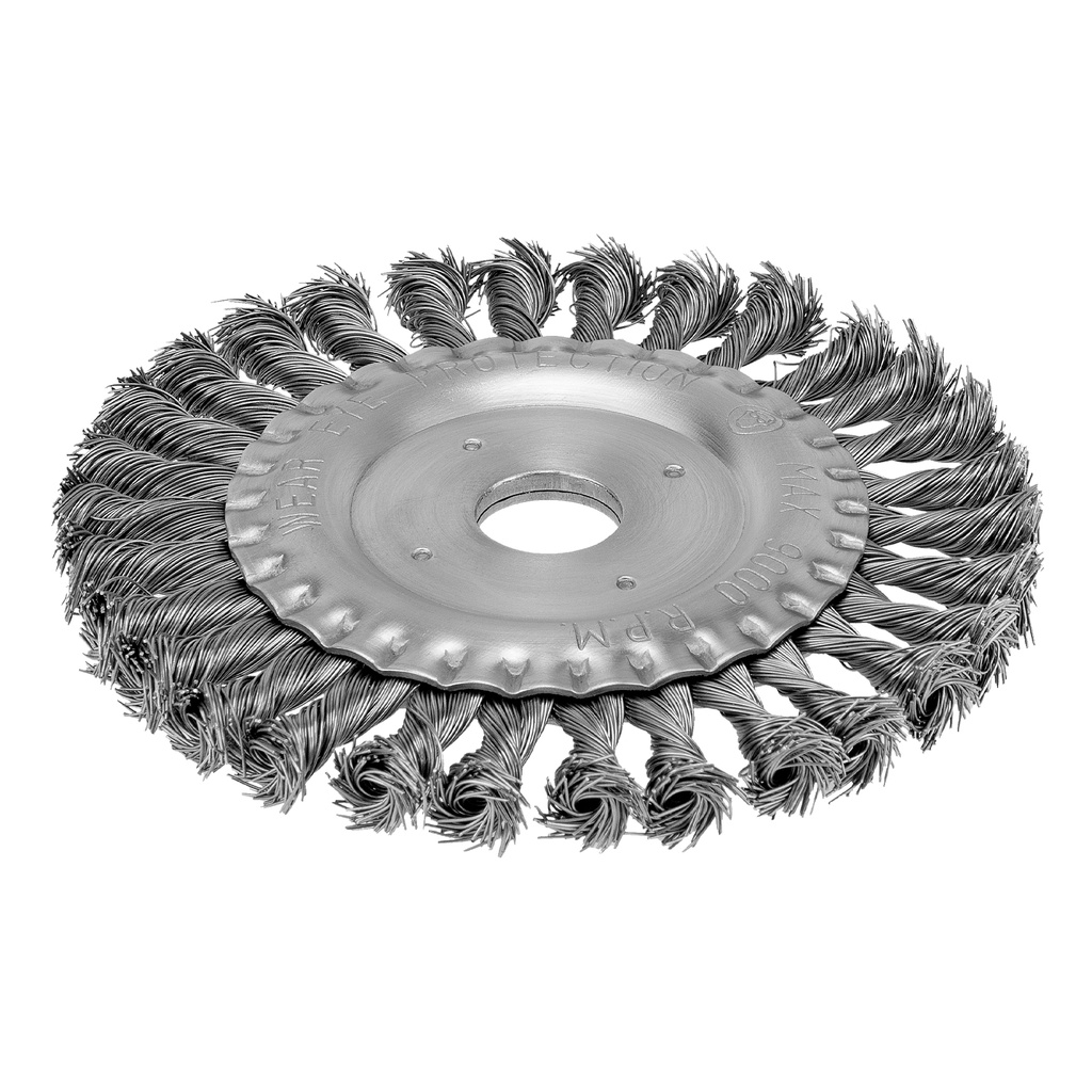 Twisted wheel grinder brush, 150 mm, arbor hole 22,2 mm, tempered steel wire// MTX 746349