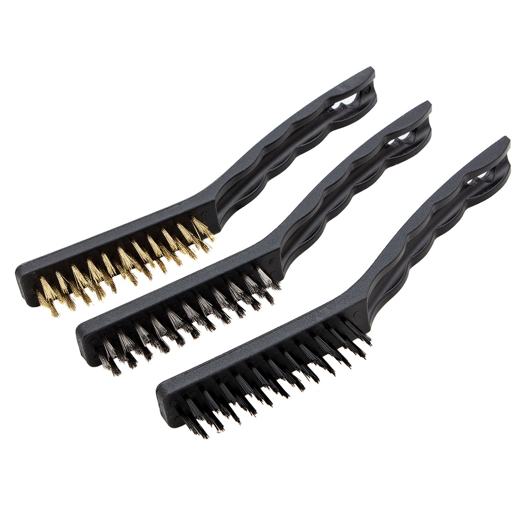 Metal hand brush set, 3 pcs,, big, plastic handle// MTX