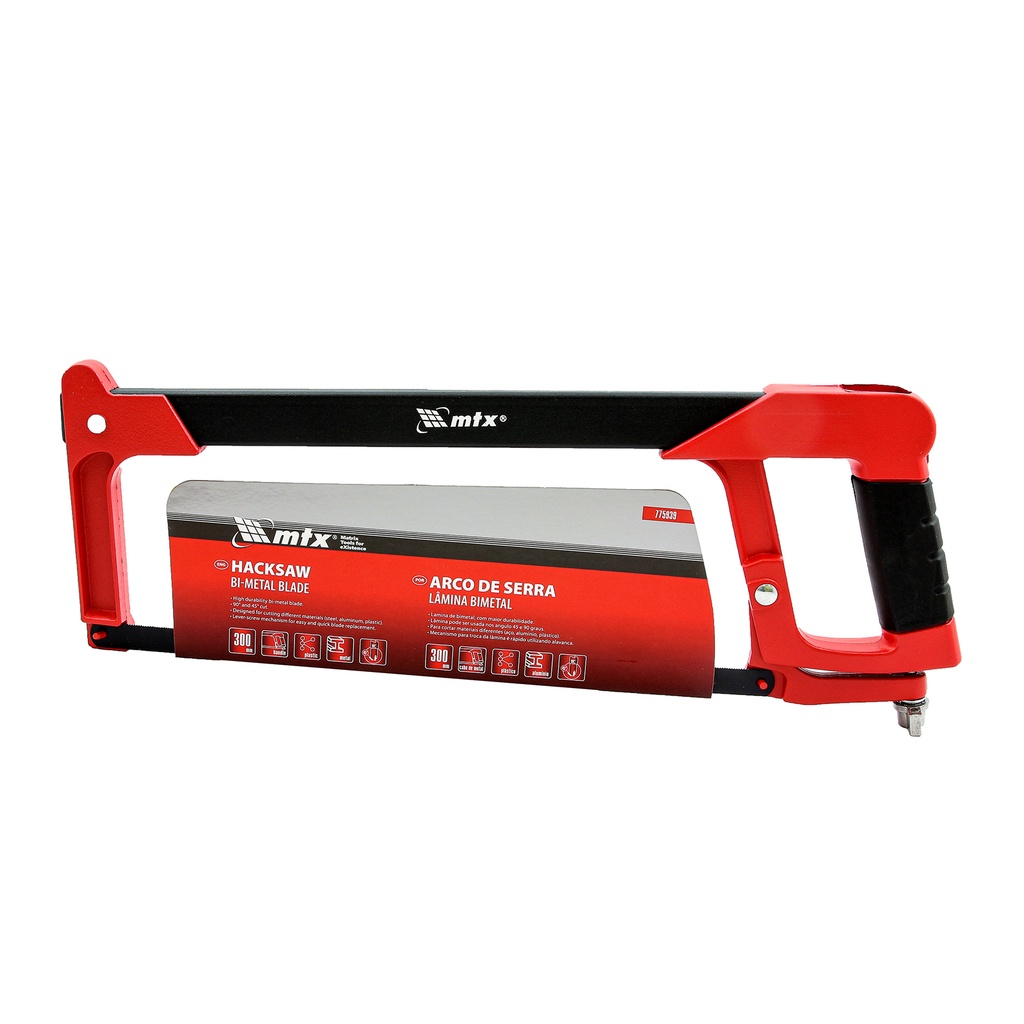 MTX Hacksaw, 300 mm, Bimetal Blade, Rubber Handle / Ножовка по металлу, 300 мм, биметаллическое полотно, ручка с резиной // 775939