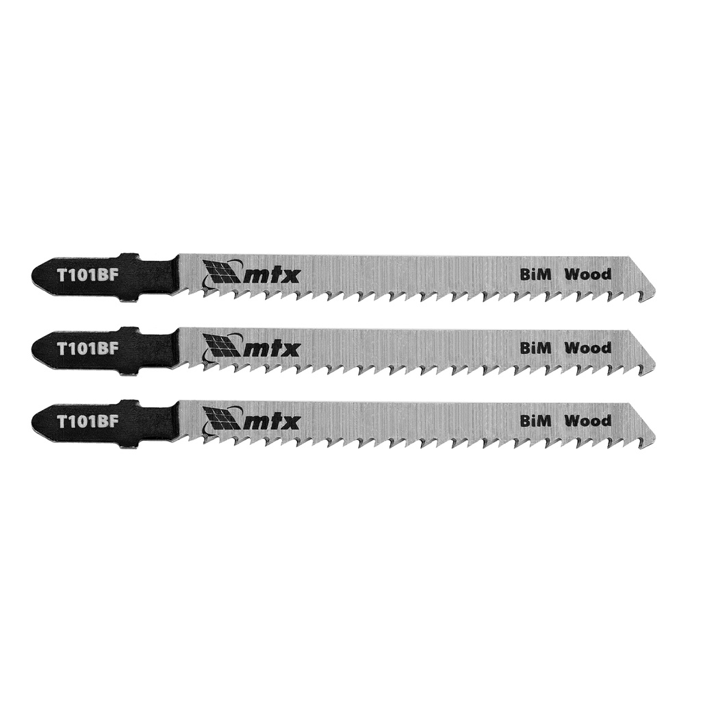 Jig saw blade for wood, 3 pcs T101BF, 75 x 2,5 mm, Bimetal// MTX 782119