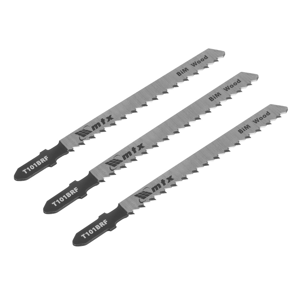 Jig saw blade for wood, 3 pcs T101BRF, 75 x 2,5 mm, reversible teeth, Bimetal// MTX 782139