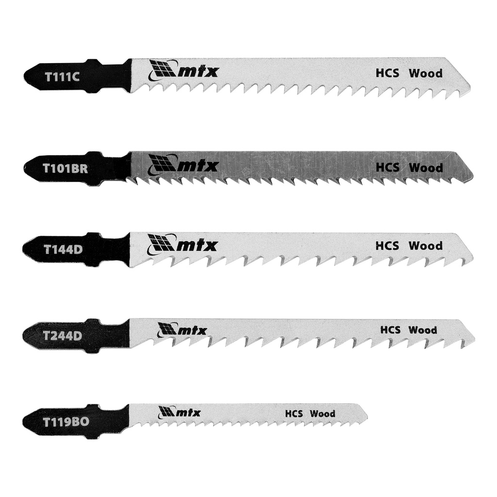 Jig saw blade set for wood, 5 pcs// MTX