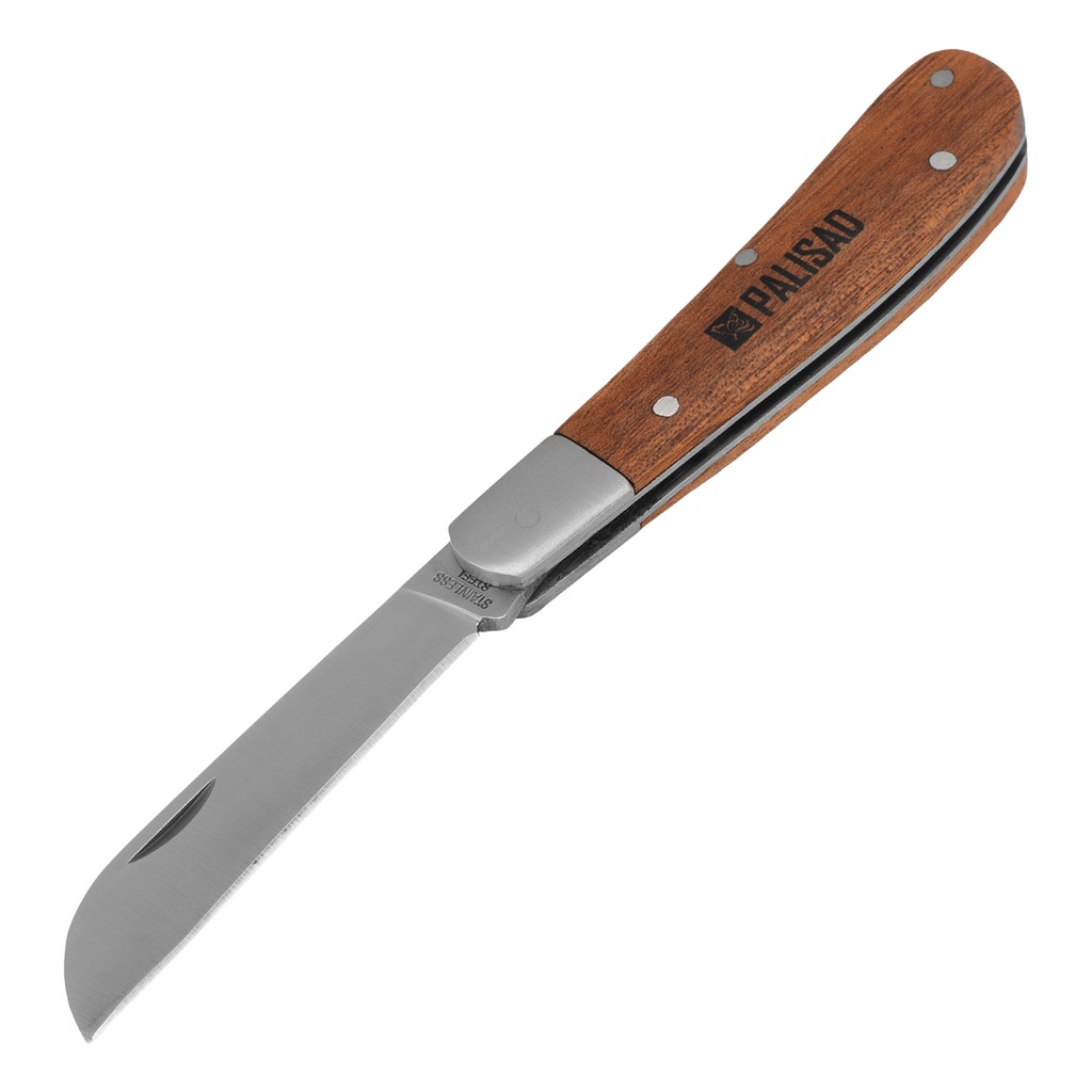 Garden folding knife, straight blade, 173 mm, wooden handle // PALISAD 790038