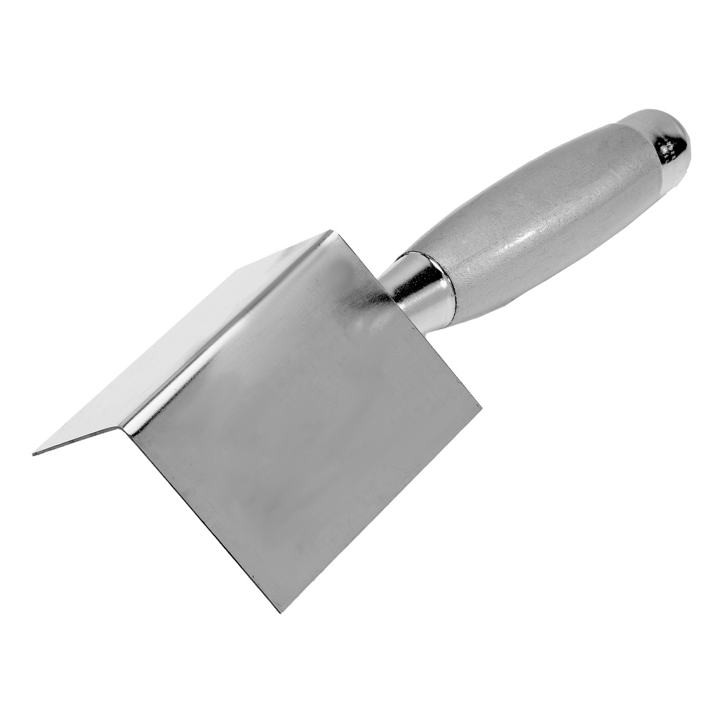 Stainless steel trowel for internal angles, 80 x 60 x 60 mm, wooden handle// MTX