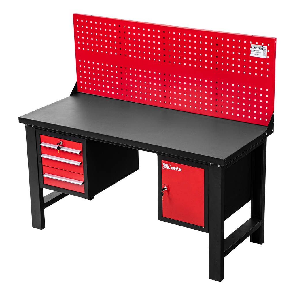 Work bench, 1500х750х800 mm, bench with 3 section, bench with door, steel// MTX 906759