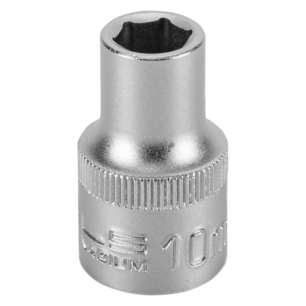 1/2" Dr,, 6PT Socket 10 mm, CrV, with plastic holder// Stels 1381055