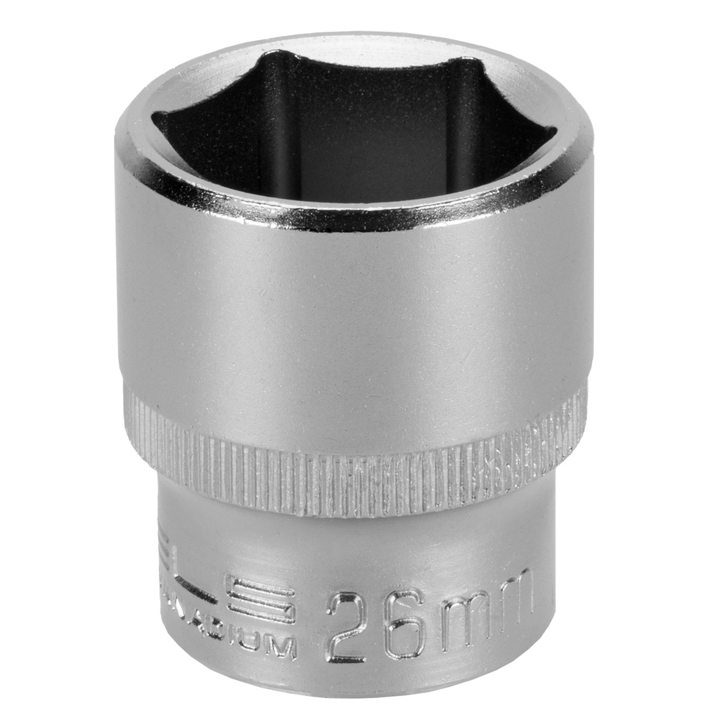 1/2" Dr,, 6PT Socket 26 mm, CrV, with plastic holder// Stels 1382655