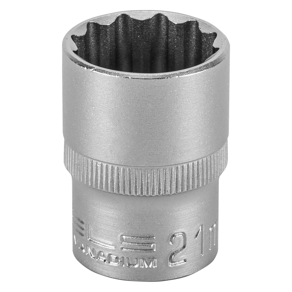 1/2" Dr,, 12PT Socket 21 mm, CrV, with plastic holder// Stels 1392155