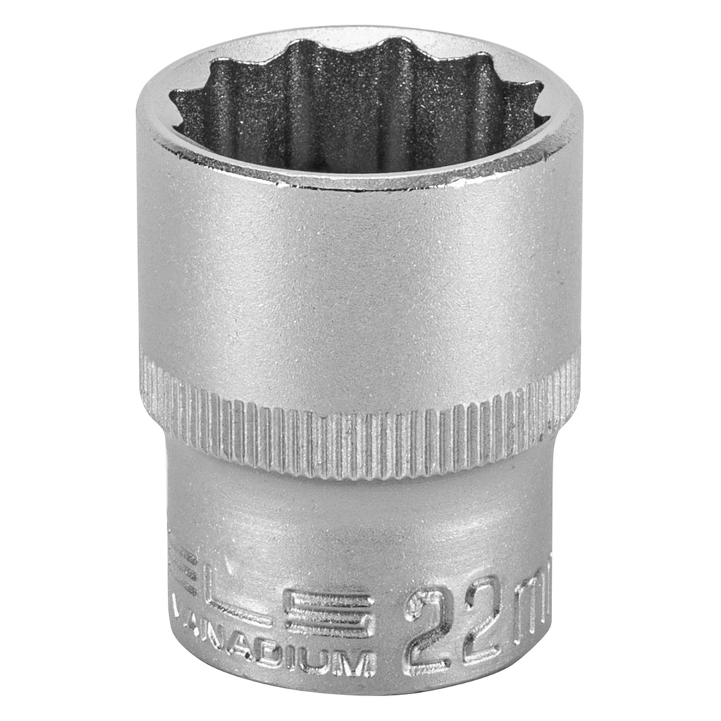 1/2" Dr,, 12PT Socket 22 mm, CrV, with plastic holder// Stels 1392255