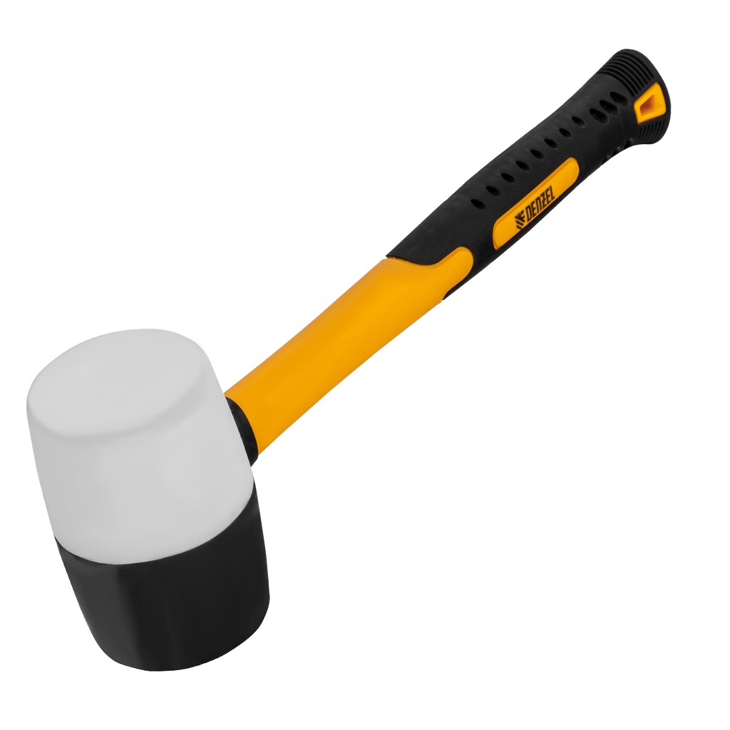 16 oz Black-white rubber mallet, fiberglass handle// Denzel 7711171