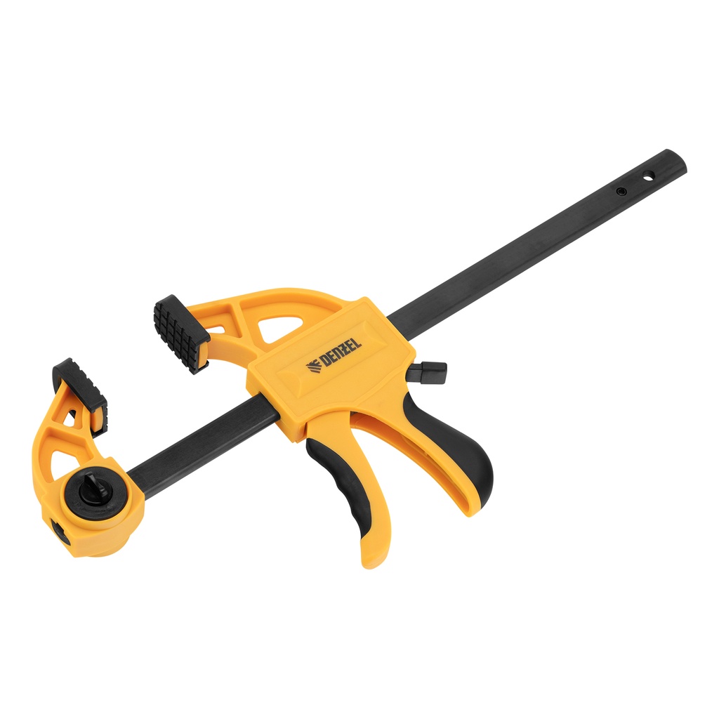 Trigger clamp, 8"x 2 3/4", plastic body, with fixator, bi-material handle// Denzel 7720564