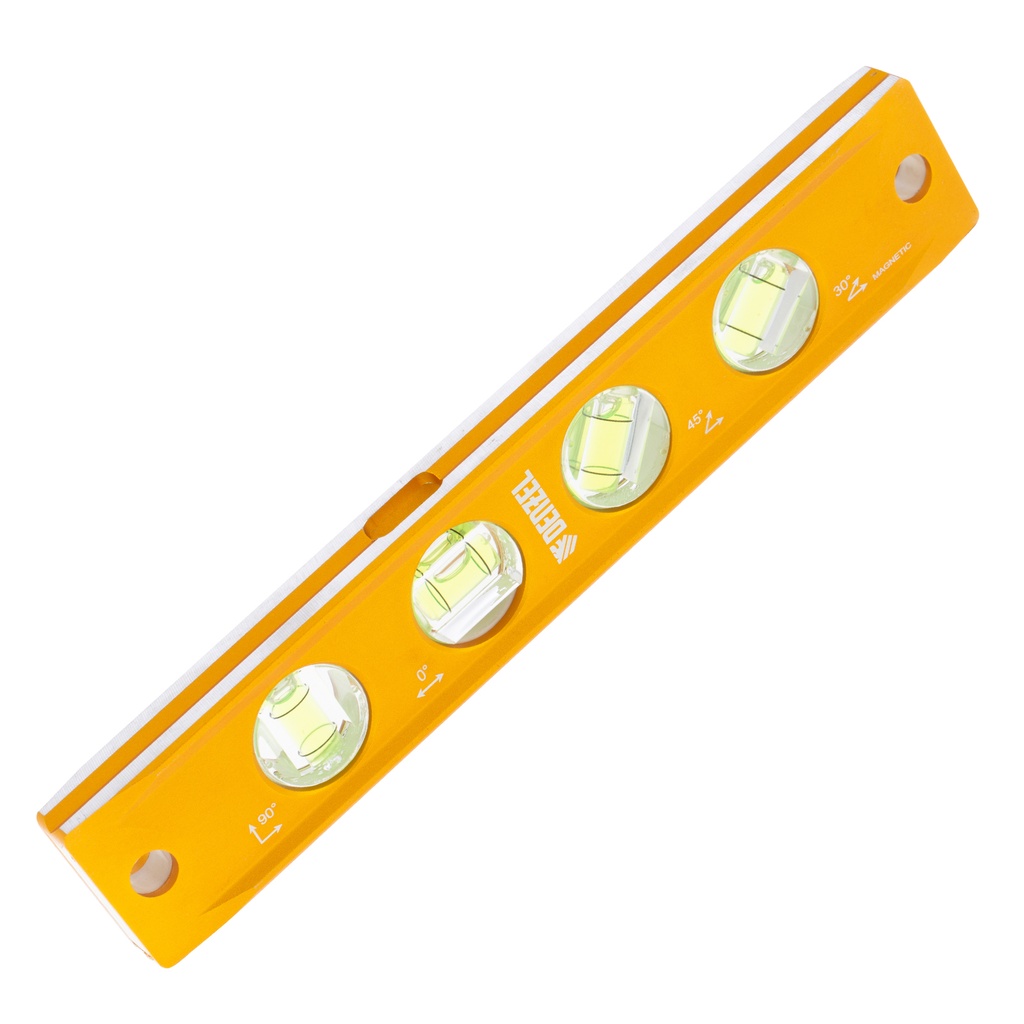 9" Torpedo level, 4 vials, anodized// Denzel 7734919