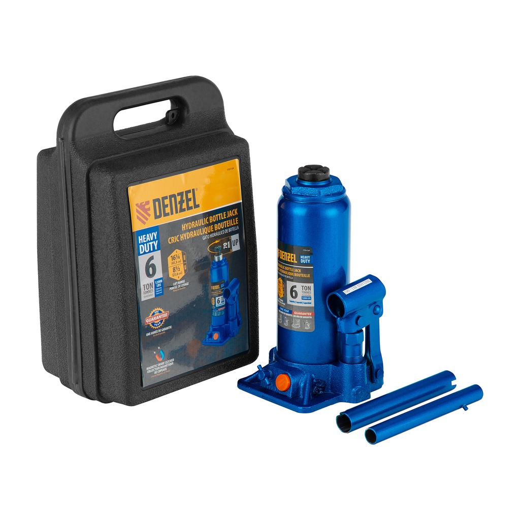 Denzel Hydraulic Bottle Jack 6 t, 216–413 mm, with Blow Case