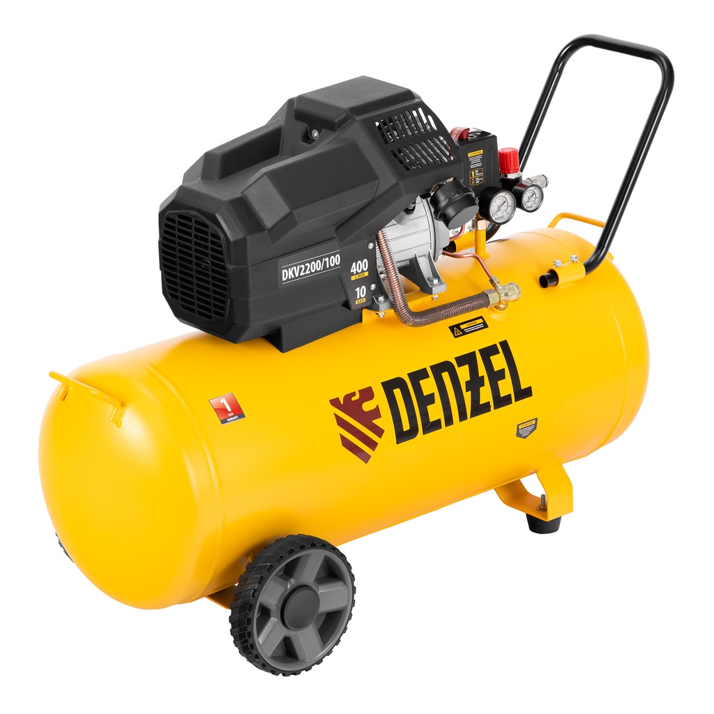 Воздушный компрессор Denzel DKV2200/100 X-PRO, 2,2 кВт, 400 л/мин, 100 л