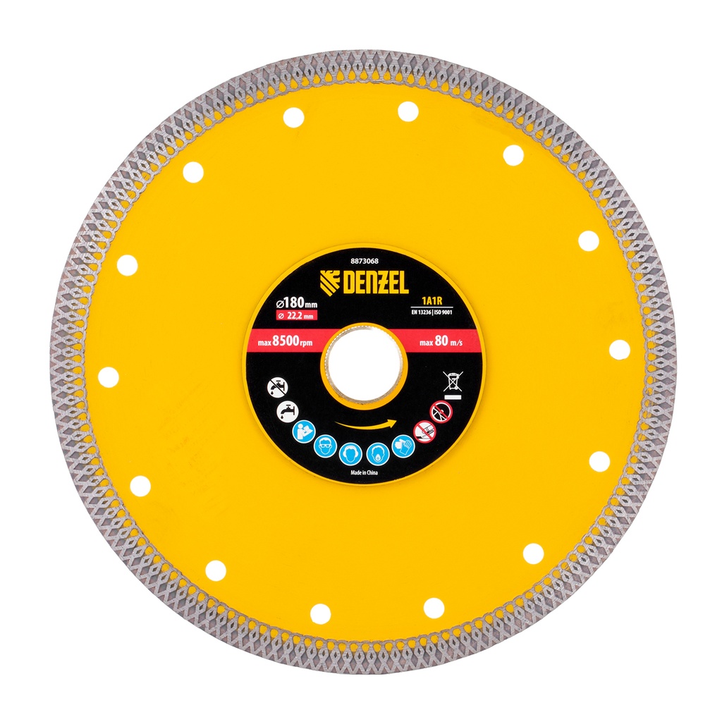 Diamond cutting disc 180 х 22,2 mm, dry and wet cut// Denzel 8873068