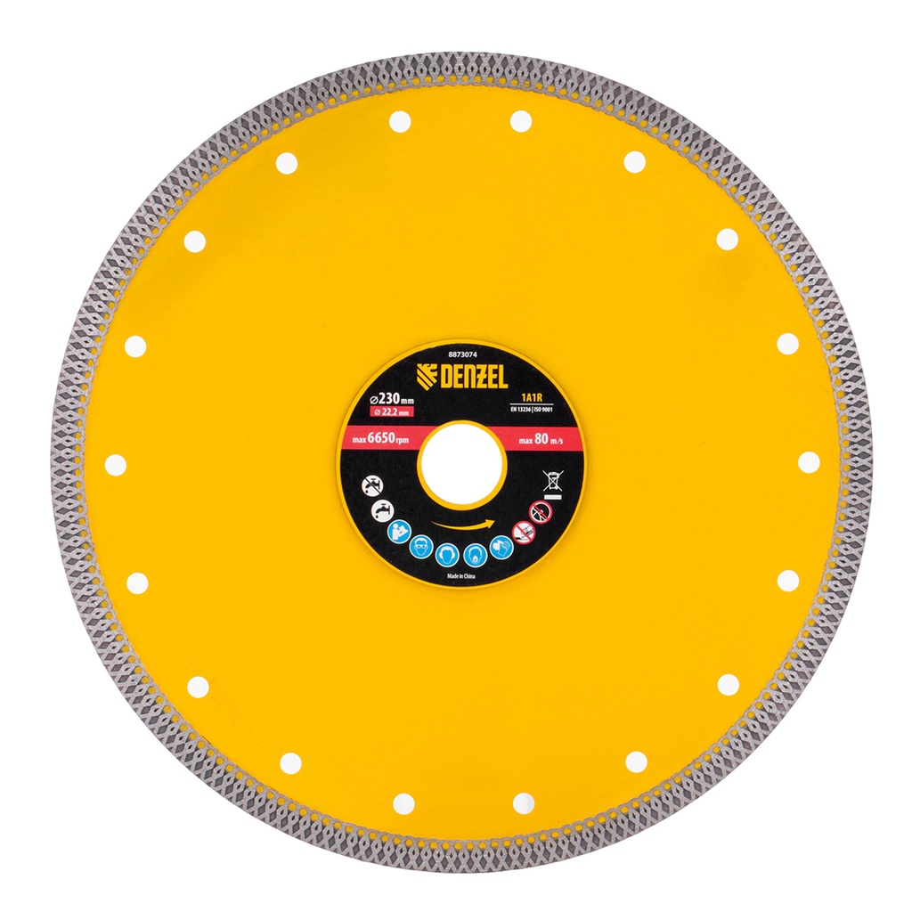 Diamond cutting disc 230 х 22,2 mm, dry and wet cut// Denzel 8873074