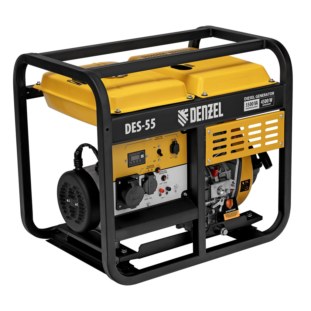 Diesel generator DES-55, 5,5 kVA, 230 V, 11 L, recoil starter// Denzel 8894413