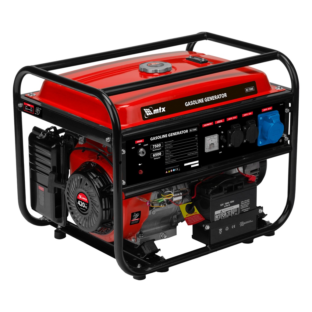 Gasoline generator BS-7500E, rated power 6,5 kW,max power 7,5 kVA, 230 V, 25 L,electric start// MTX