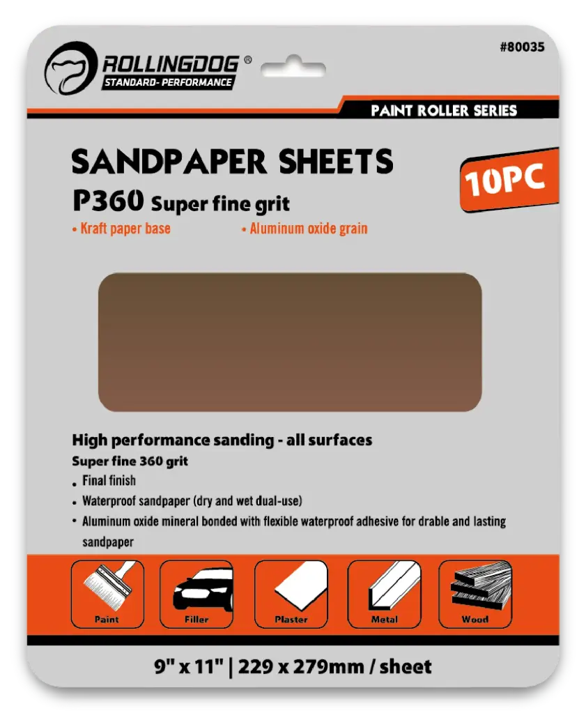 Rollingdog 10-Pack Sandpaper (Grit P360) / Набор наждачной бумаги (зернистость P360) 10 шт, Art. 80035