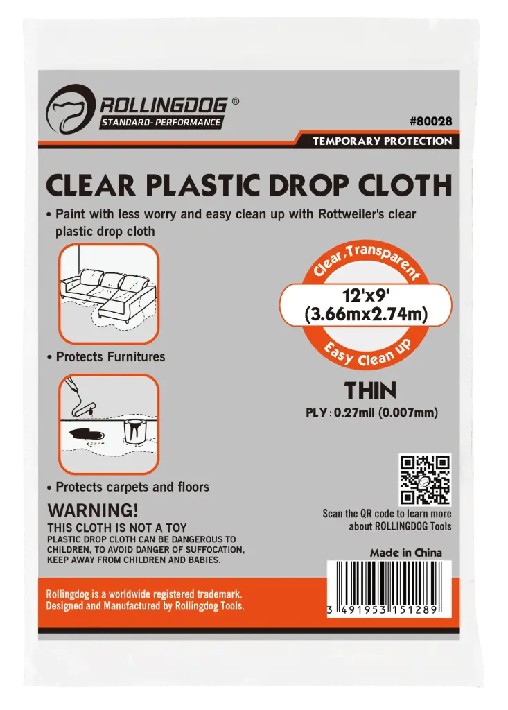 RollingDog CLEAR-GUARD Drop Cloth 3.6 × 2.7 m, Thin