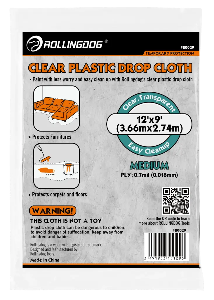 RollingDog CLEAR-GUARD Drop Cloth 3.6 × 2.7 m, Medium