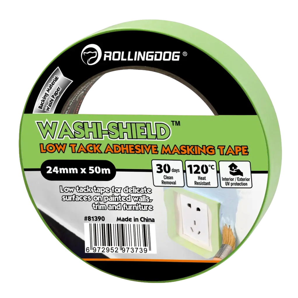 Rolling Dog Low Tack Adhesive Masking Tape (24 mm × 50 m) / Малярная лента (24 мм × 50 м), Art. 81390