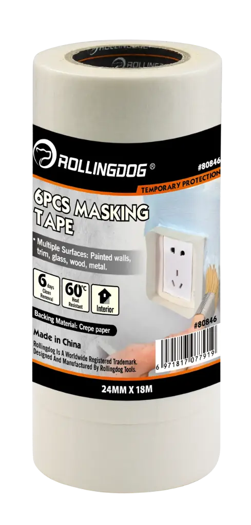 Rolling Dog Masking Tape 24 mm × 18 m, 6pcs / Малярная лента (24 мм × 18 м) , Art. 80846 