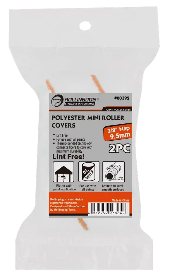 RollingDog Polyester Roller Cover 9.5 mm (3/8″), 2pcs