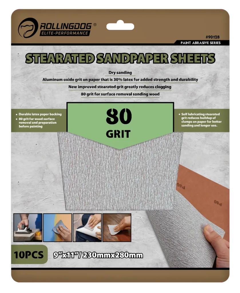 RollingDog ELITE Stearated Sandpaper Sheets P80 230 × 280 mm, 10 pcs