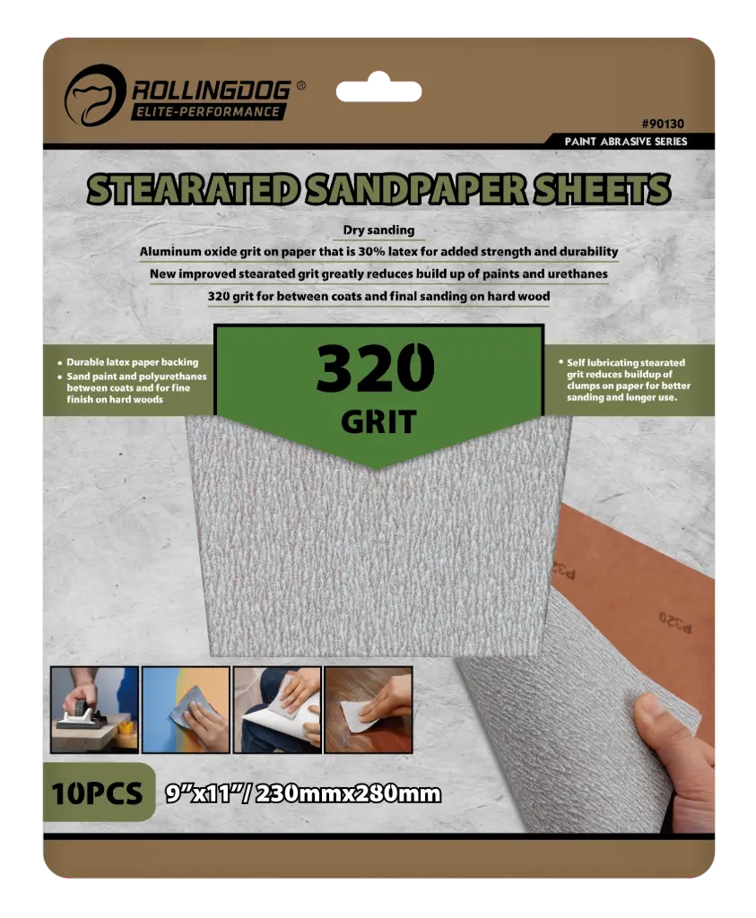 Stearated Sandpaper Sheets (10PC) Art. 90130