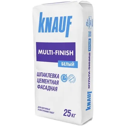  Knauf Multi-Finish Gypsum Finishing Putty, White, 25 kg / Шпаклевка цементная финишная Кнауф Мульти-финиш, белая, 25 кг — 796459