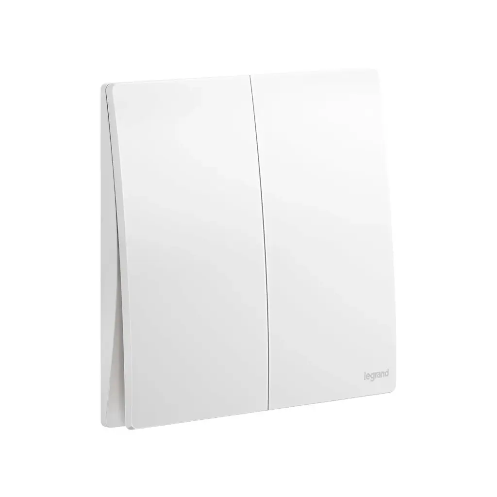 Legrand Mallia Senses White 2G 2w Switch 16AX / Белый двухклавишный проходной выключатель 16AX - Mallia Senses