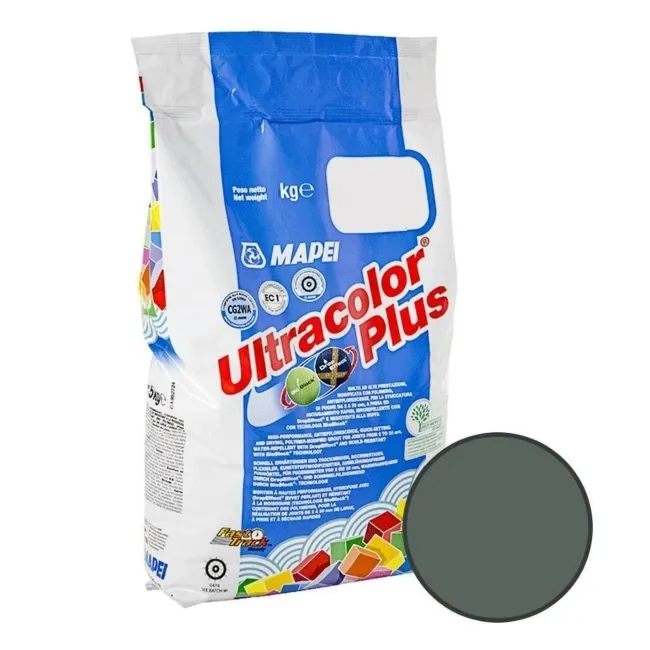 Затирка для плитки Mapei Ultracolor Plus, 174 Tornado Grey, 5 кг