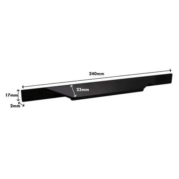 Euro Art Cabinet Handle 128 mm × 200 mm, Matt Black