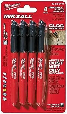 Milwaukee Inkzall Point Marker Fine Black (4 pcs)