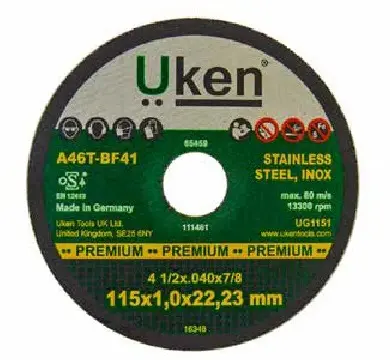 Отрезной диск по нержавеющей стали Uken, 115 × 1 мм