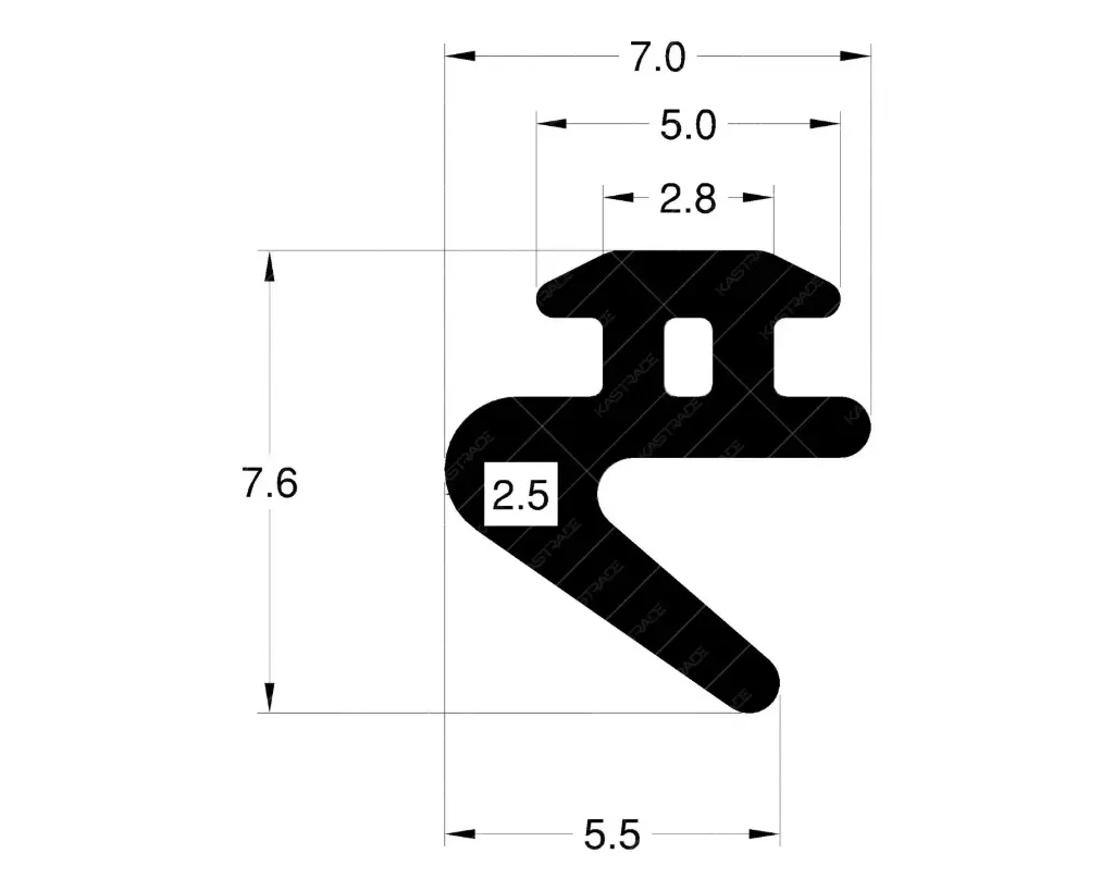 Gasket for Air Hinges Profile 7.0 × 7.6 mm