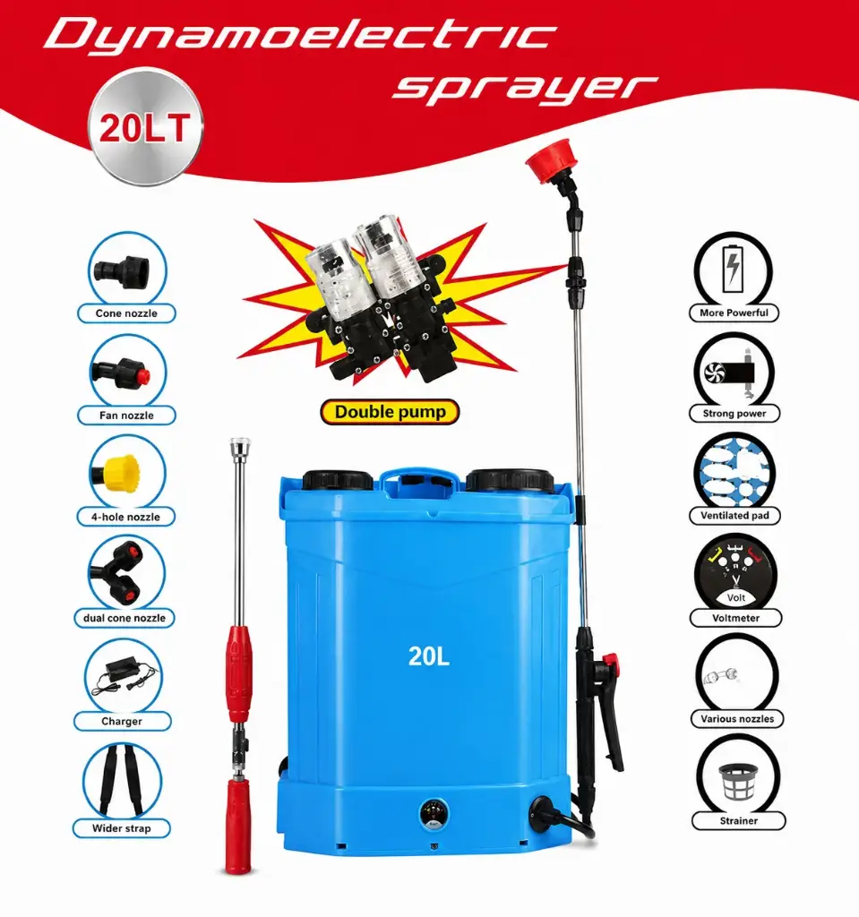 Double Pump Battery Sprayer Power ON 20 L