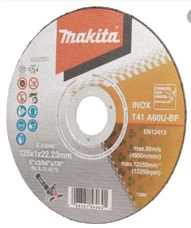 MAKITA Cutting Disc SS 5" x 1.0 mm x 22.23 mm - E-03040