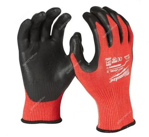 MILWAUKEE Dipped Gloves Cut Level 3 (L/9) - 1 Pair, 4932471421